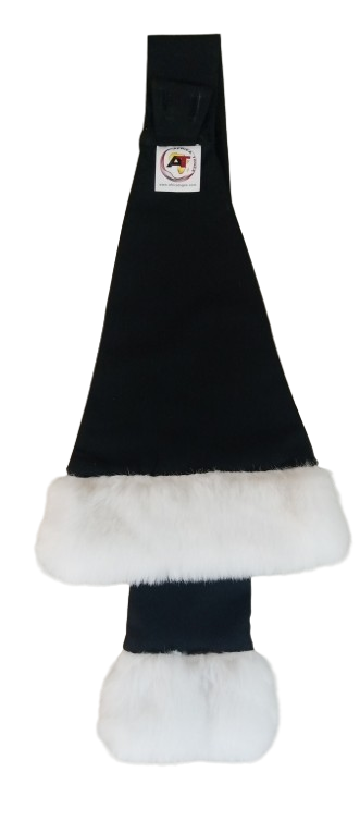 Black fur trim 1 row of white synthetic fur