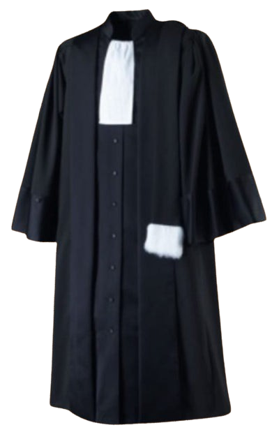 Toge de greffier ; toge d'agent d'affaires judiciaires ; toge de magistrat : Matière Coton + Polyester