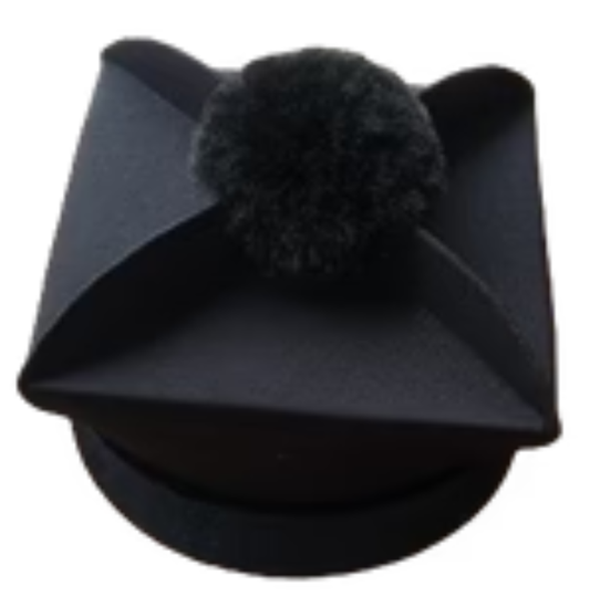 Black square barrette 4 crests